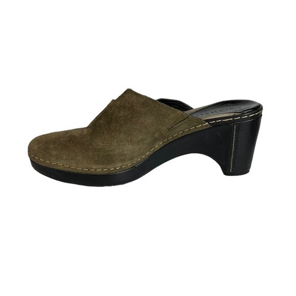 Cole Haan Womens Mules Clogs Leather Suede Khaki Slip On Size 8.5 B - Picture 4 of 13